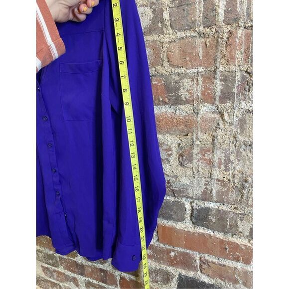 EXPRESS • Royal Blue Button-up Long Sleeve Semi-shear Blouse Top • Ladies Size S - Picture 9 of 10